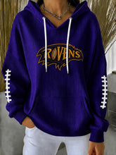 Women'S Football Print Hooded Sweatshirt