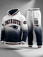 Premium Cotton-Blend Waffle Knit Hoodie And Jogger Set With Football Fans