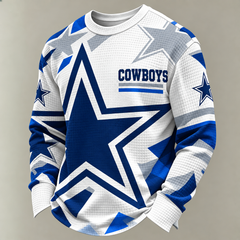 Men'S Print Football Fans Gameday Casual Waffle Long Sleeve T-Shirt