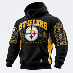 Rugby-print Hooded Sweatshirt