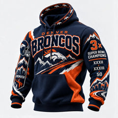 Rugby-print Hooded Sweatshirt