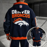 Unisex Casual-Chic Rugby-Print Hoodie And Jogger Set