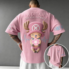 Unisex Short-Sleeve Corduroy T-Shirt With Anime Print