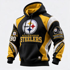 Rugby-print Hooded Sweatshirt