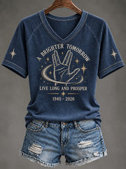 Women's Live Long And Prosper Print Casual T-shirt
