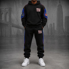 Unisex Casual-Chic Rugby-Print Hoodie And Jogger Set