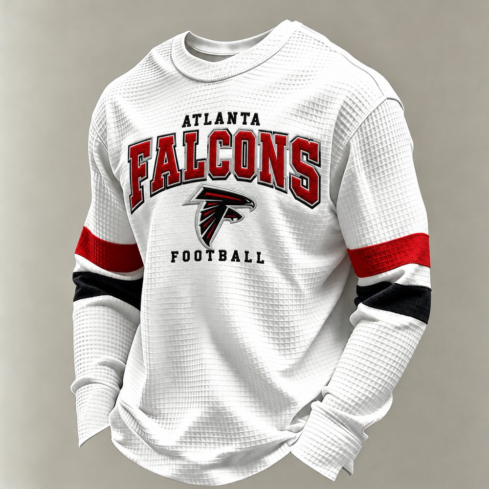 Atlanta Falcons Classic Football white waffle long sleeve football fan shirt