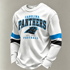 Carolina Panthers Vintage Heritage white waffle long sleeve football fan shirt
