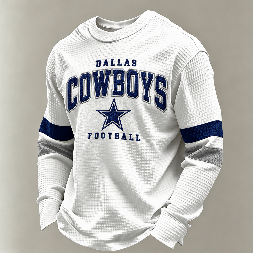 Dallas Cowboys Classic Football white waffle long sleeve football fan shirt