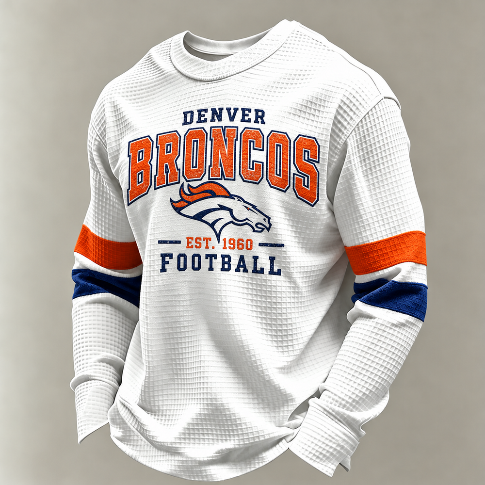 Denver Broncos Vintage Heritage white waffle long sleeve football fan shirt