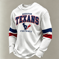 Houston Texans Classic Football white waffle long sleeve football fan shirt
