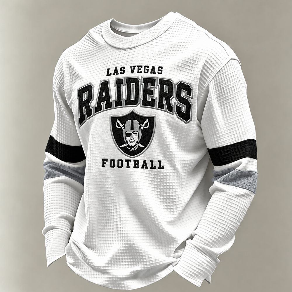 Las Vegas Raiders Classic Football white waffle long sleeve football fan shirt