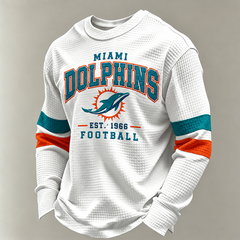 Miami Dolphins Vintage Heritage white waffle long sleeve football fan shirt