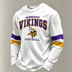 Minnesota Vikings Classic Football white waffle long sleeve football fan shirt