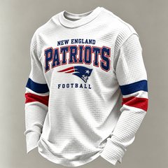 New England Patriots Classic Football white waffle long sleeve football fan shirt