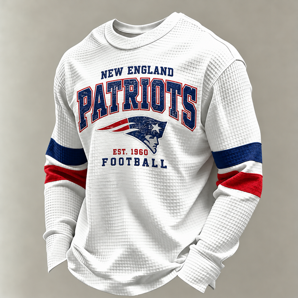 New England Patriots Vintage Heritage white waffle long sleeve football fan shirt