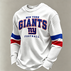 New York Giants Classic Football white waffle long sleeve football fan shirt