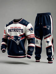 Unisex Casual Football Print Sweatershirt Set