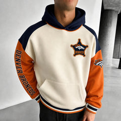 Unisex Casual-chic Rugby-print Hoodie