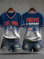 Women's Casual Football Print T-Shirt