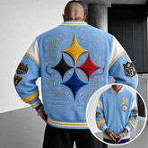 Rugby-print Zip-up Jacket With A Baseball Collar