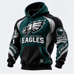 Rugby-print Hooded Sweatshirt
