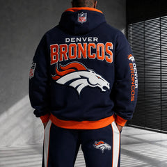 Unisex Casual-Chic Rugby-Print Hoodie And Jogger Set