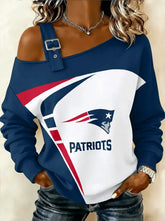 Women's Football Football Art Print Off-Shoulder Long Sleeve Top