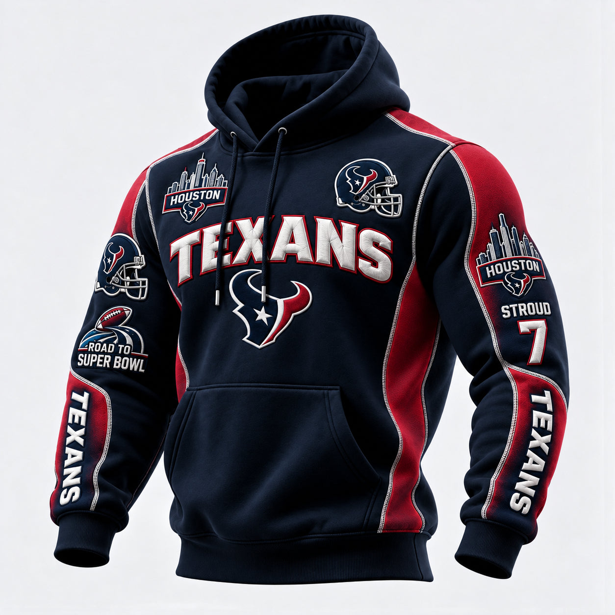Rugby-print Hooded Sweatshirt
