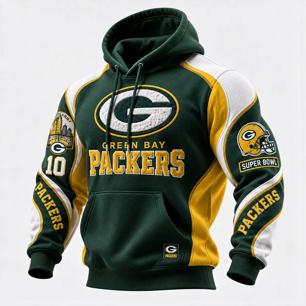 Rugby-print Hooded Sweatshirt