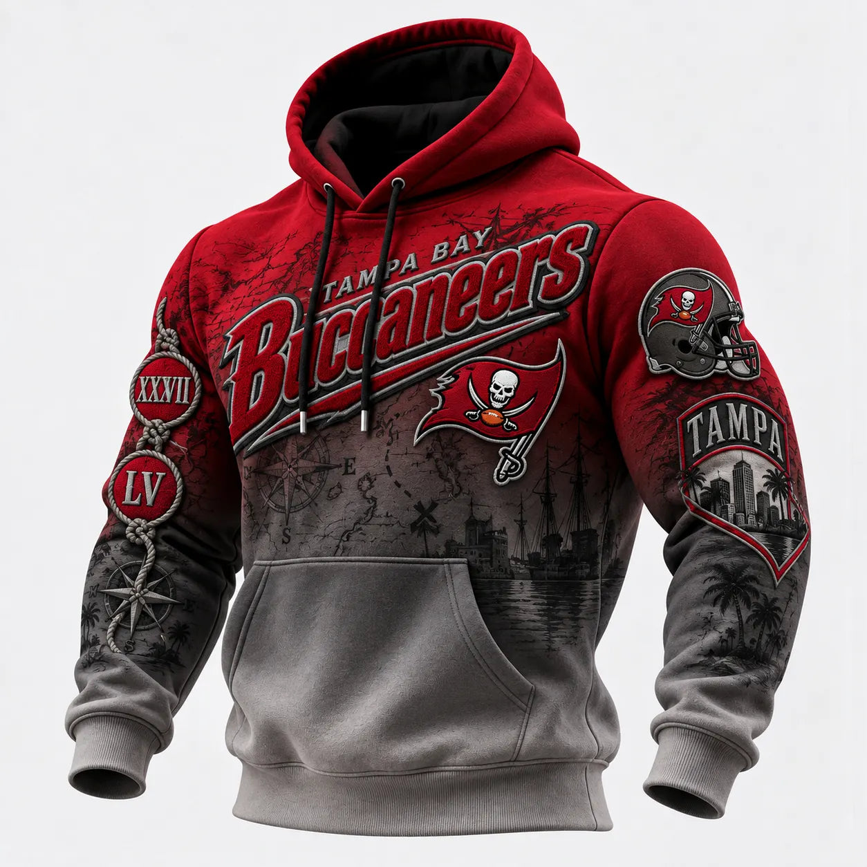 Rugby-print Hooded Sweatshirt