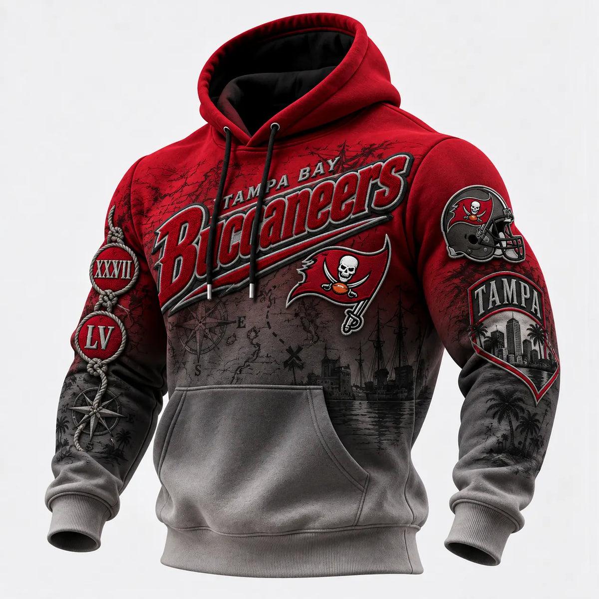 Rugby-print Hooded Sweatshirt