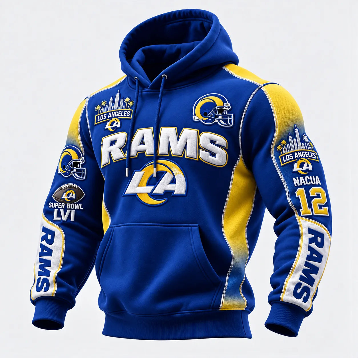 Rugby-print Hooded Sweatshirt
