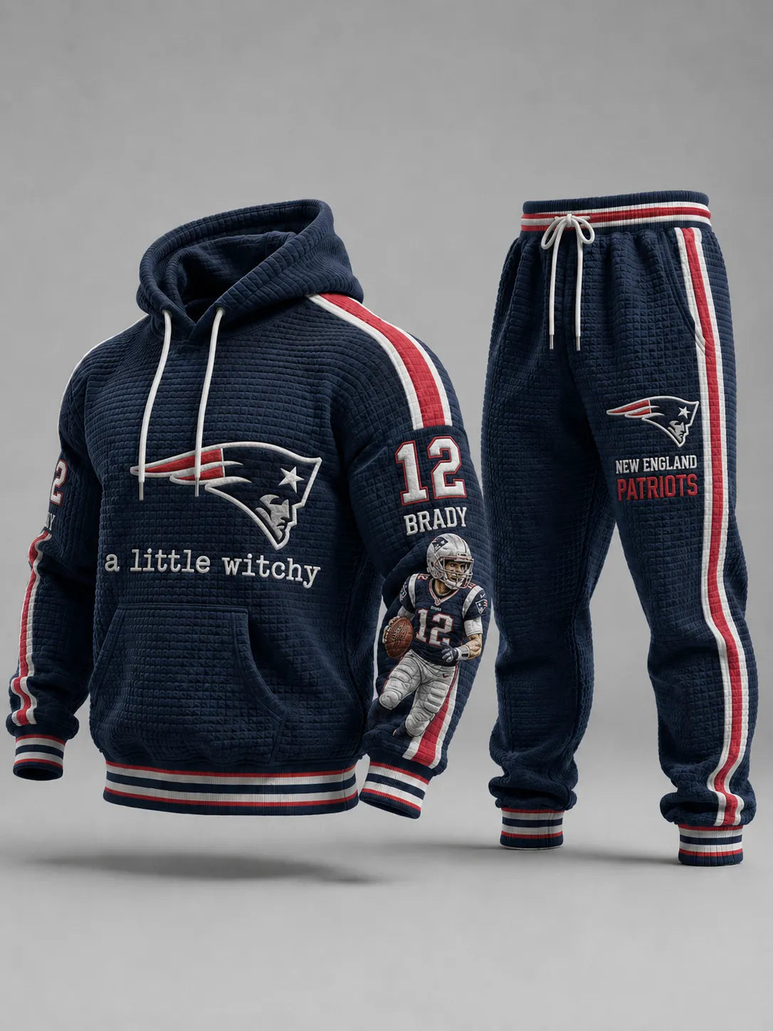 Unisex Football Premium Cotton-Blend Waffle Knit Hoodie And Jogger Set