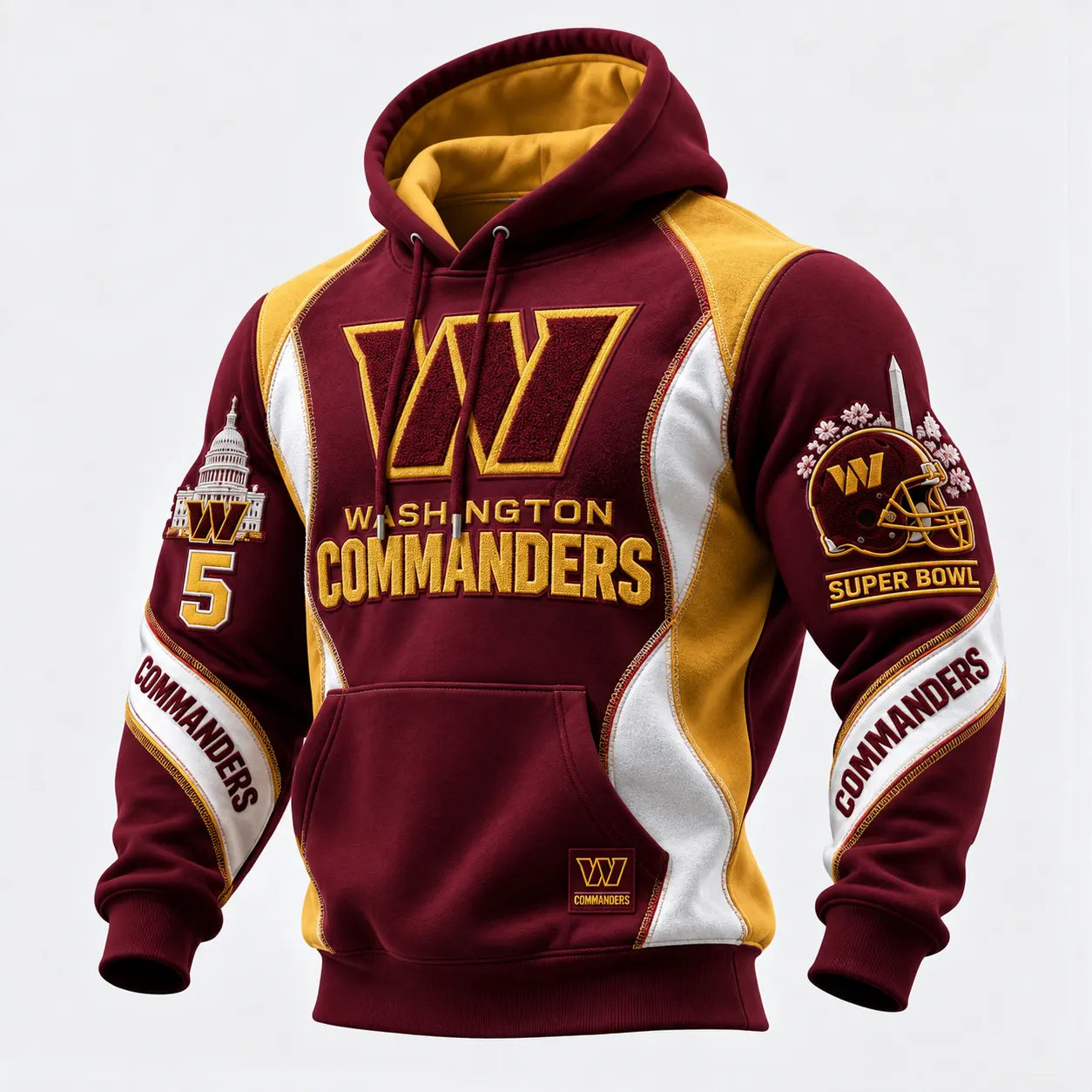 Rugby-print Hooded Sweatshirt