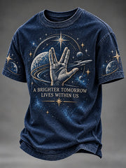 Men's Live Long And Prosper Print Round Neck T-shirt