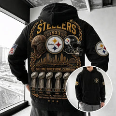 Unisex Casual-chic Rugby-print Hoodie