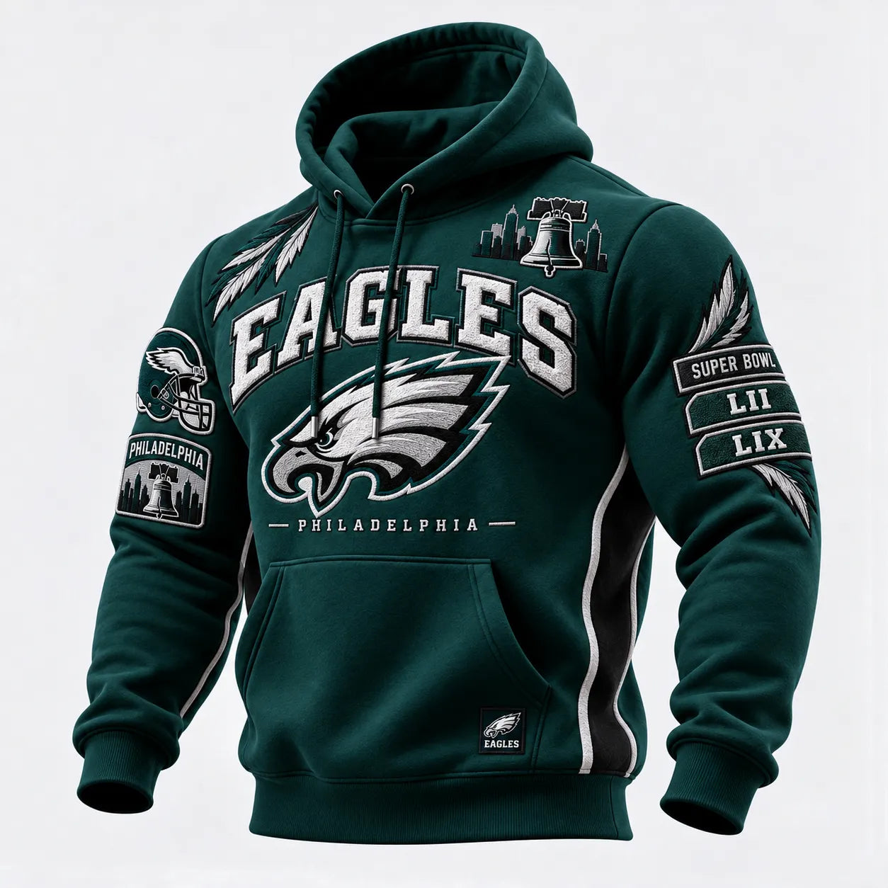 Rugby-print Hooded Sweatshirt