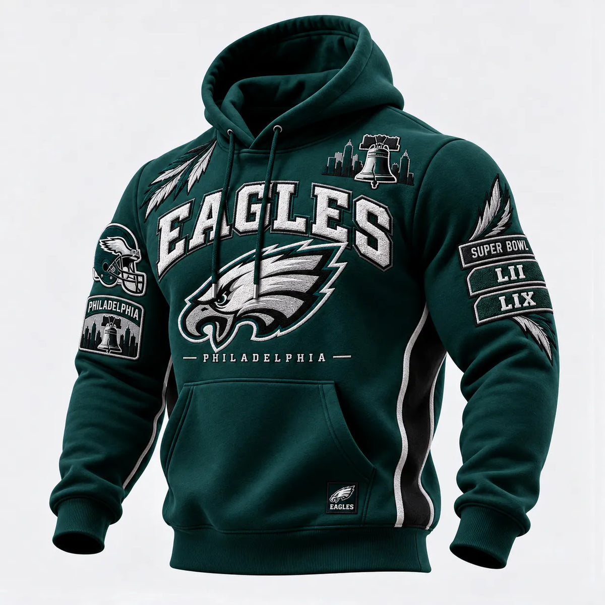 Rugby-print Hooded Sweatshirt