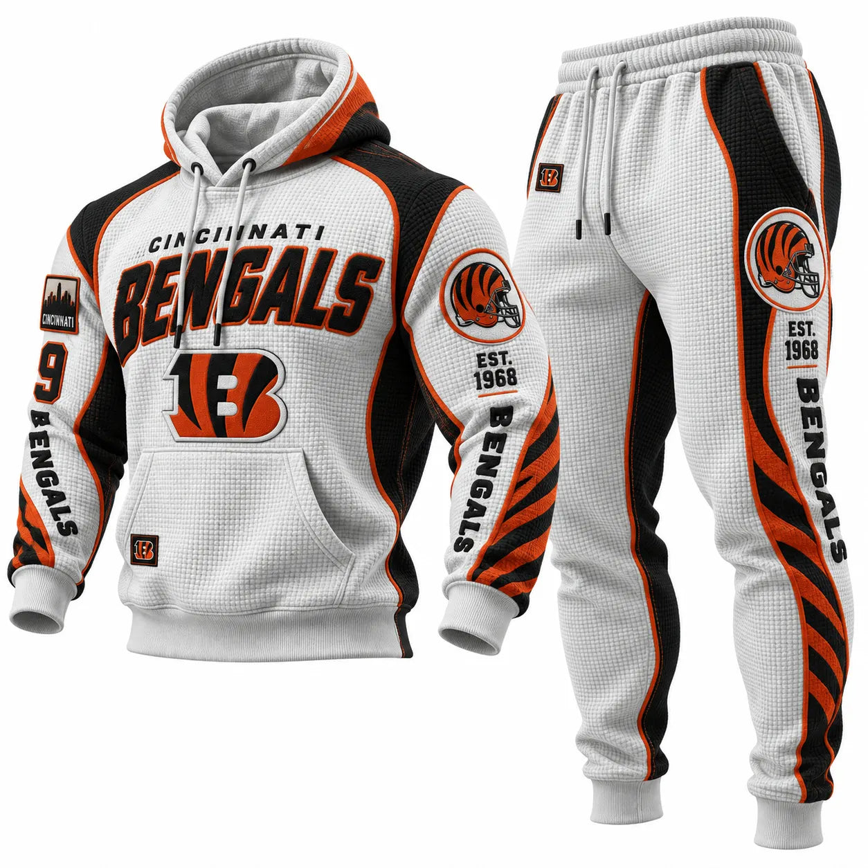 Rugby-print Waffle-knit Hoodie And Pants Set