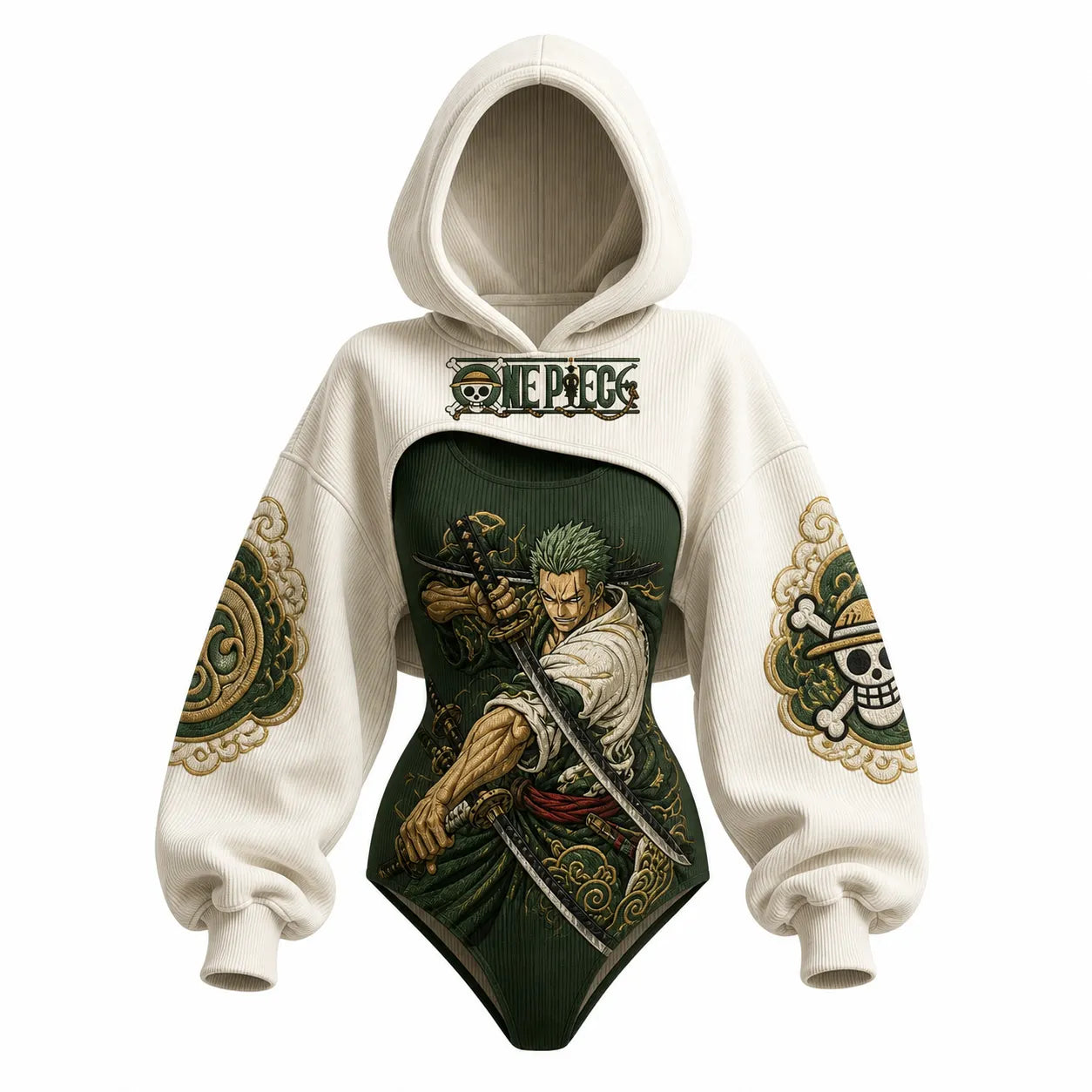 Women's Anime-Print Hooded Romper Set