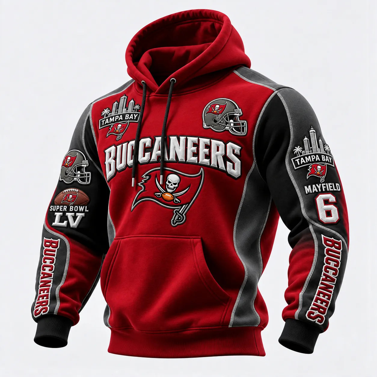 Rugby-print Hooded Sweatshirt