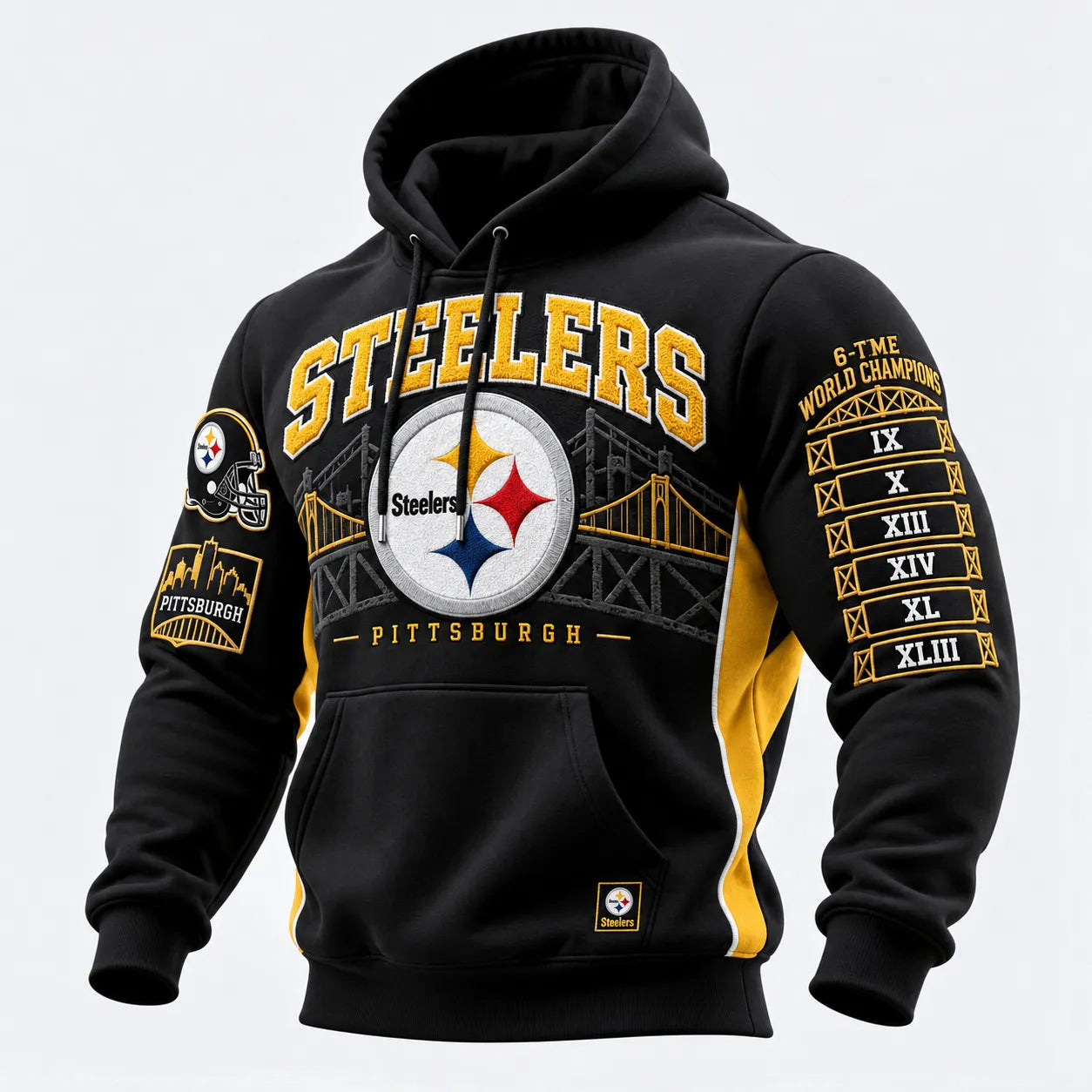 Rugby-print Hooded Sweatshirt