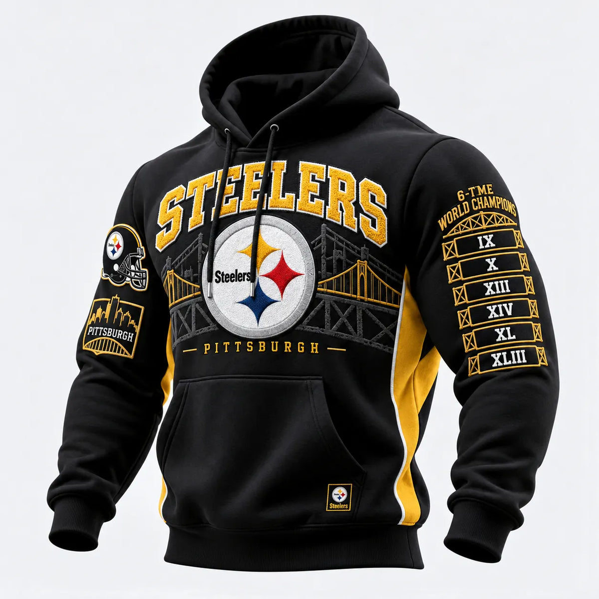 Rugby-print Hooded Sweatshirt