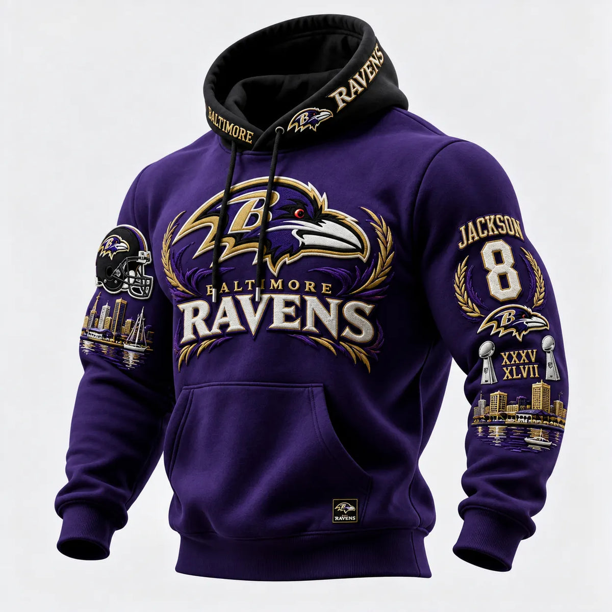 Rugby-print Hooded Sweatshirt