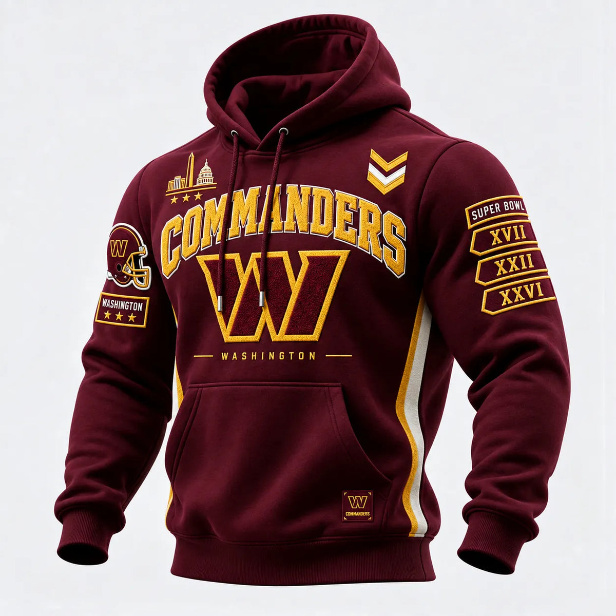 Rugby-print Hooded Sweatshirt