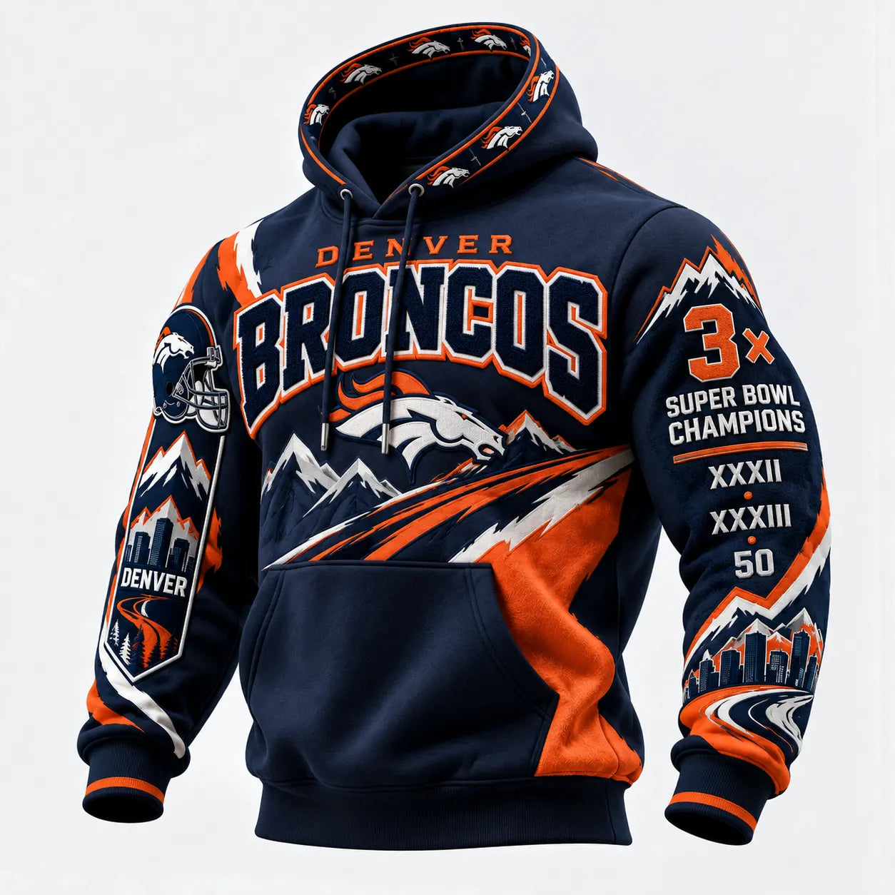 Rugby-print Hooded Sweatshirt