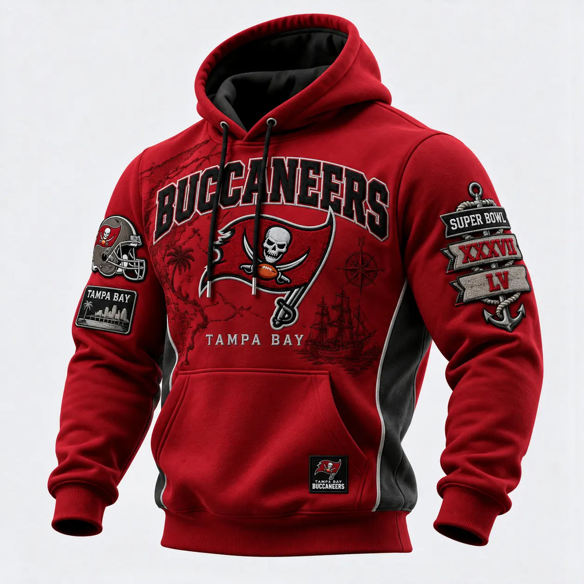 Rugby-print Hooded Sweatshirt