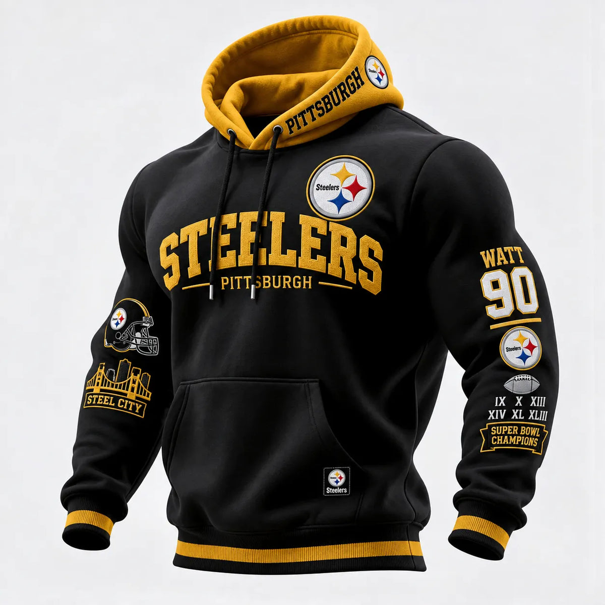 Rugby-print Hooded Sweatshirt