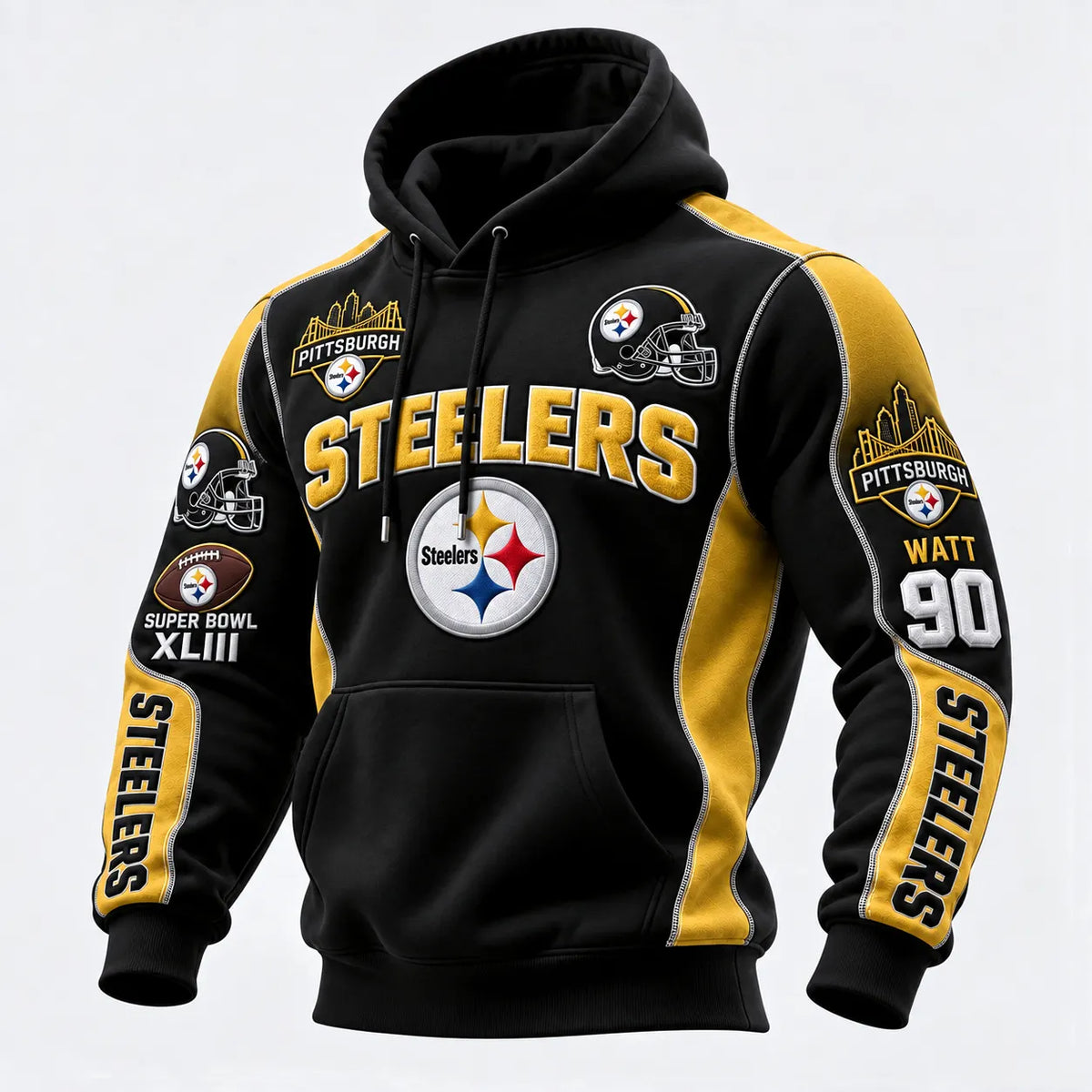 Rugby-print Hooded Sweatshirt